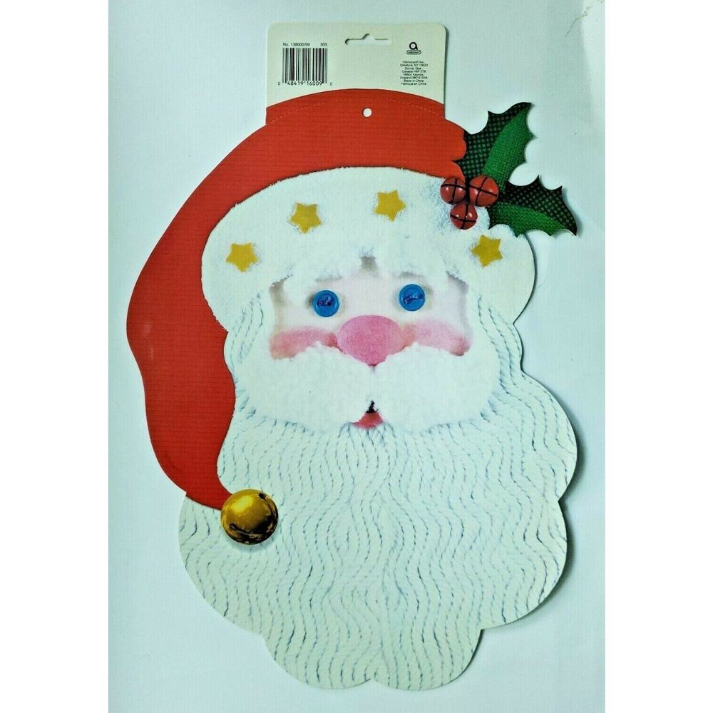 1990's Amscan Santa Head Die Cut Wall Decoration New